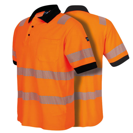 Warnschutz Poloshirt, neonorange, mit UV-Schutz