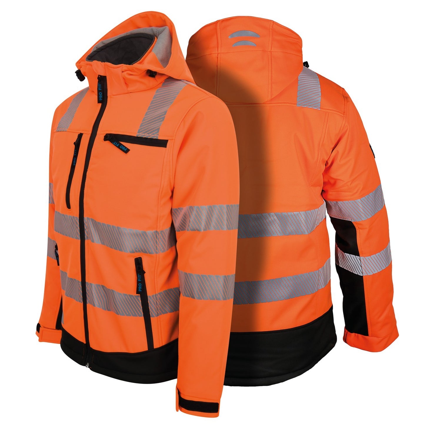 Winter Warnschutz-Softshelljacke, neonorange / schwarz